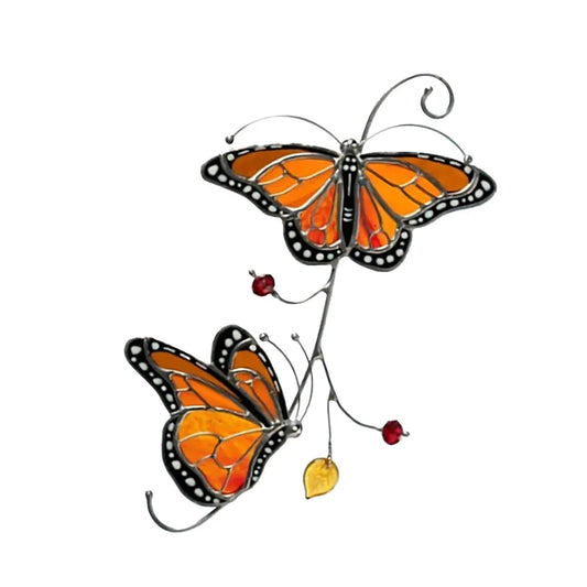 Stained Monarch Butterfly Glass Window Decor